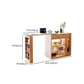 Stone Top Bar Table with Wooden Storage Rectangle Bistro Table for Small Places