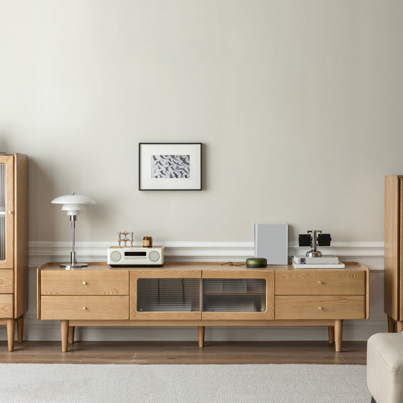 Modern 4 Drawers TV Stand Wooden TV Cabinet with Doors for Living Room Clearhalo 'furn' 'furn_tv_stands_entertainment_centers' 'Furniture' 'Living Room Furniture' 'TV Stands & Entertainment Centers' 'TV Stands & Media Storage Furniture' 'tv_stands_entertainment_centers' 7585960