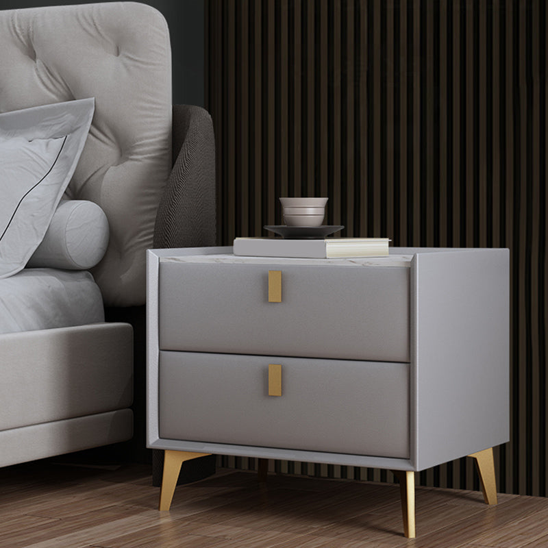 Cabinete de piedra Bedside Accent Mesa Nightshand con 2 cajones