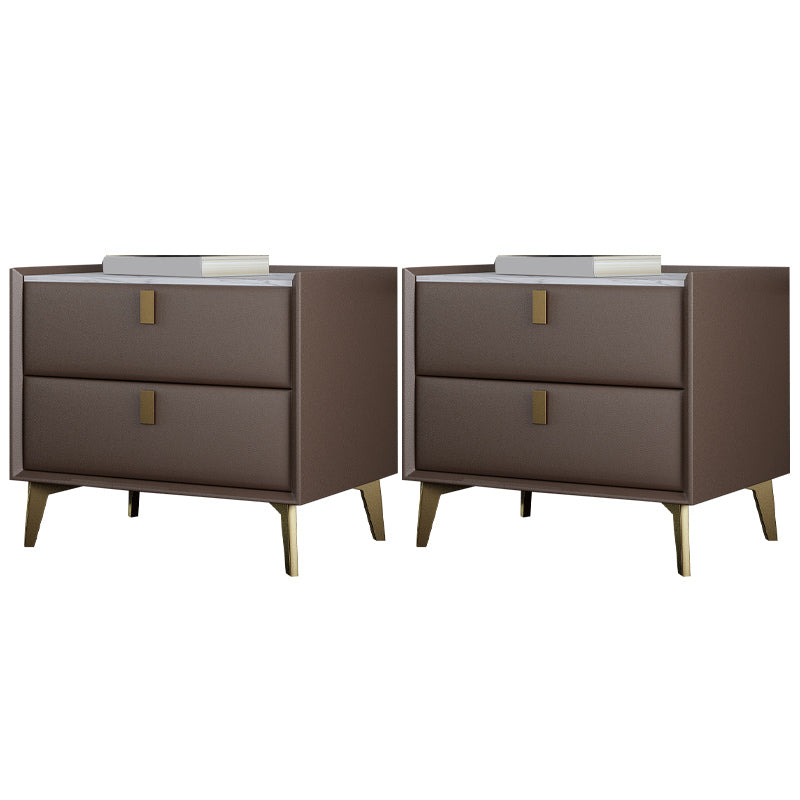 Cabinete de piedra Bedside Accent Mesa Nightshand con 2 cajones