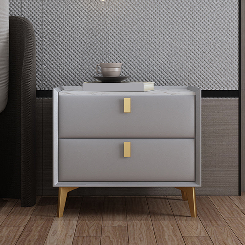 Cabinete de piedra Bedside Accent Mesa Nightshand con 2 cajones