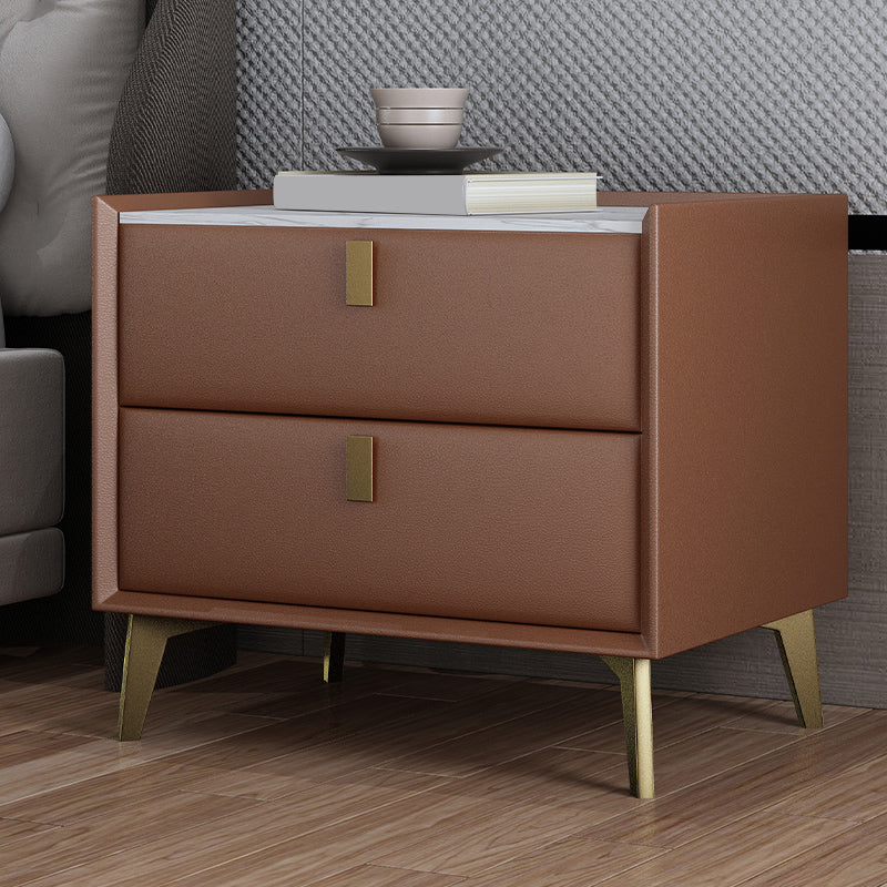 Cabinete de piedra Bedside Accent Mesa Nightshand con 2 cajones