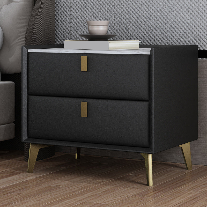 Cabinete de piedra Bedside Accent Mesa Nightshand con 2 cajones