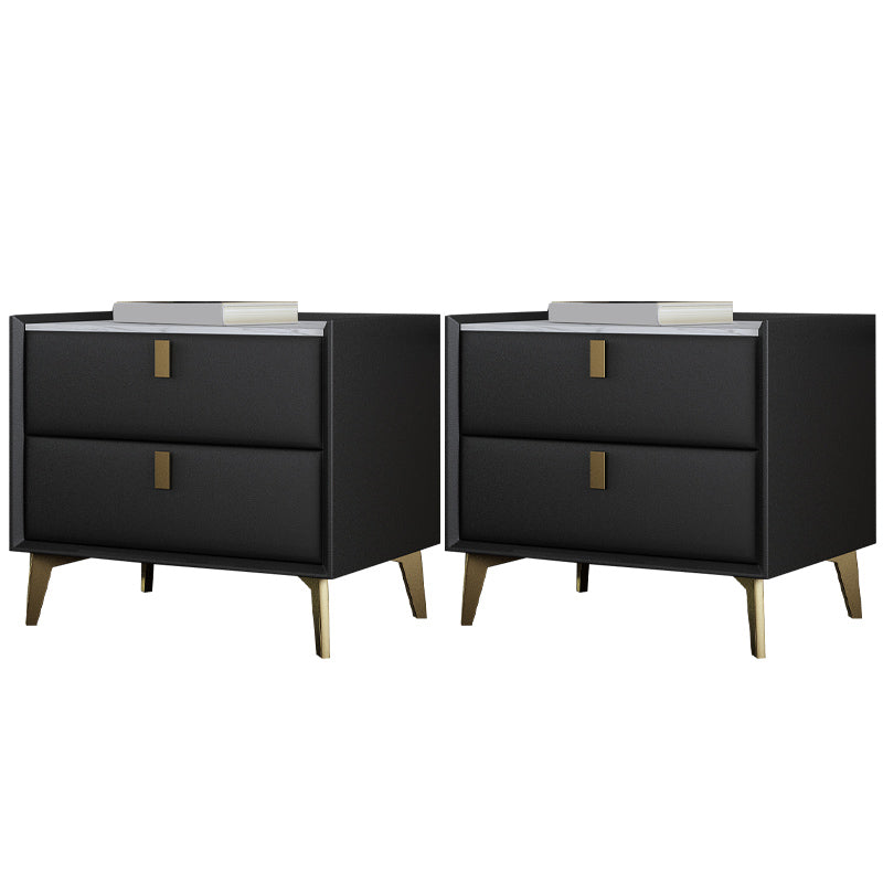 Cabinete de piedra Bedside Accent Mesa Nightshand con 2 cajones