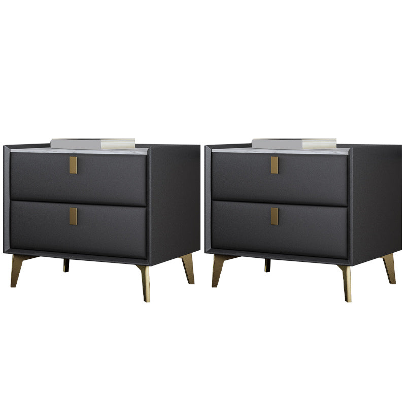 Cabinete de piedra Bedside Accent Mesa Nightshand con 2 cajones