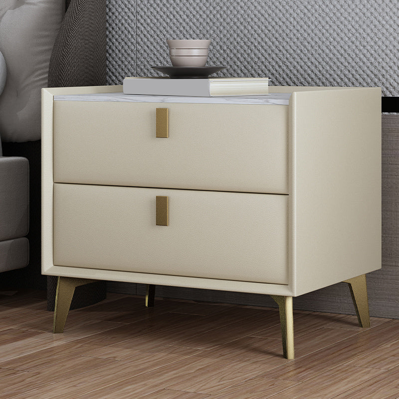 Cabinete de piedra Bedside Accent Mesa Nightshand con 2 cajones