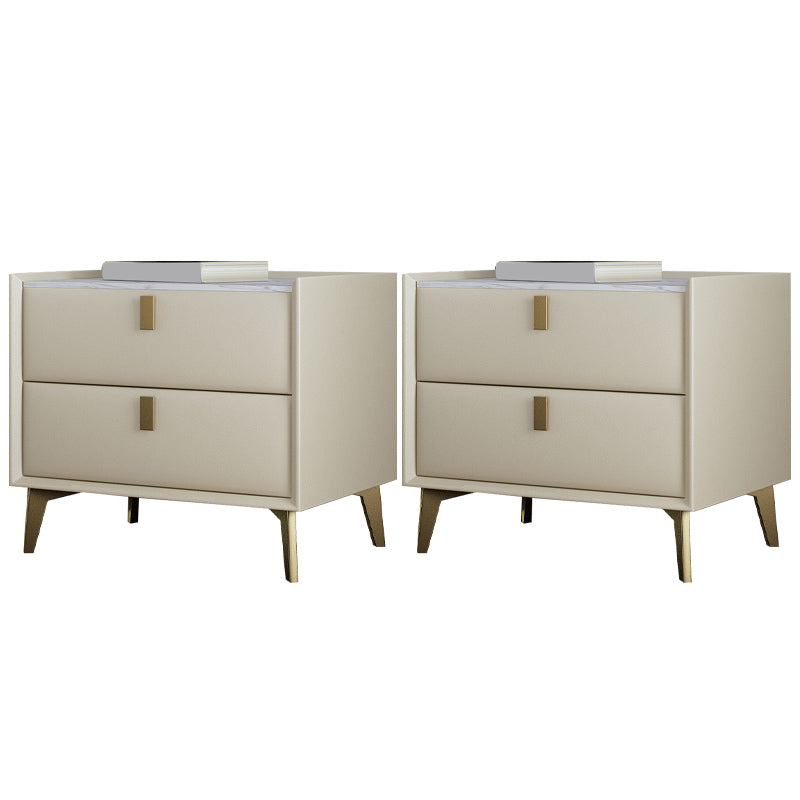 Cabinete de piedra Bedside Accent Mesa Nightshand con 2 cajones