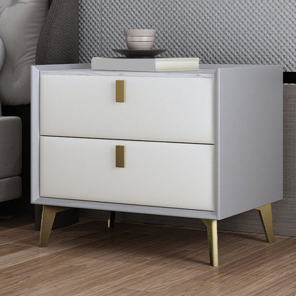 Cabinete de piedra Bedside Accent Mesa Nightshand con 2 cajones