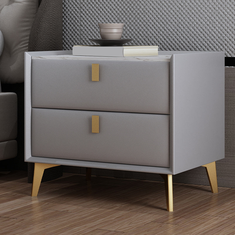 Cabinete de piedra Bedside Accent Mesa Nightshand con 2 cajones