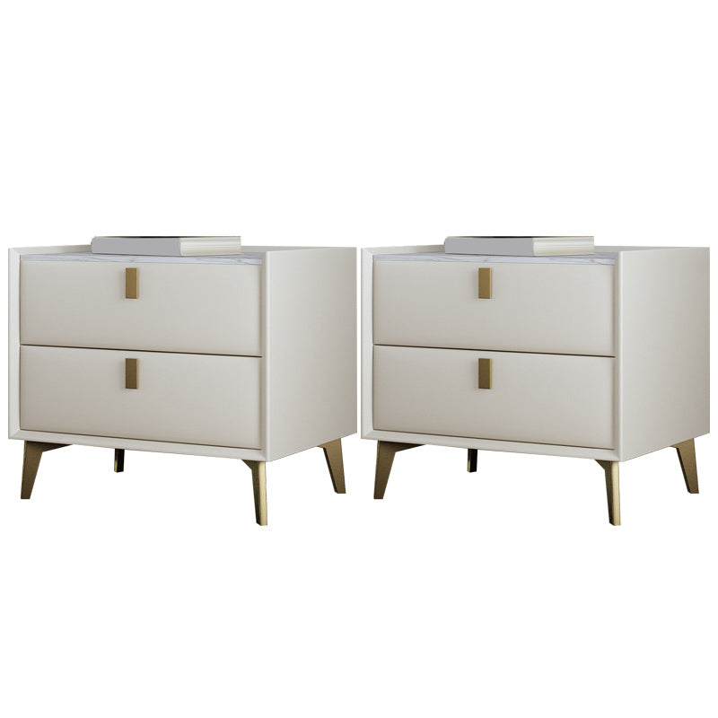 Cabinete de piedra Bedside Accent Mesa Nightshand con 2 cajones