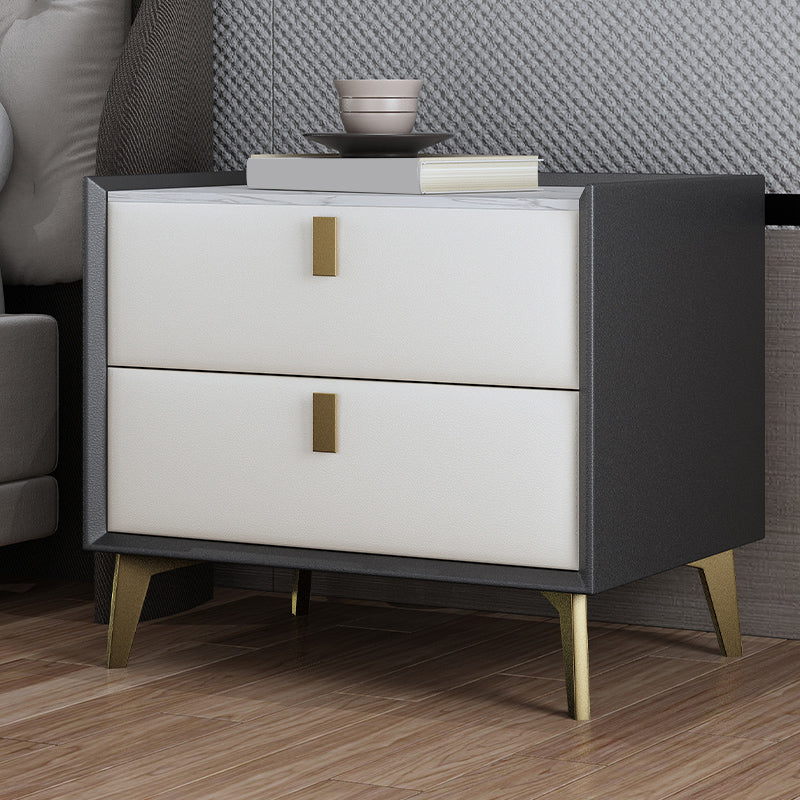 Cabinete de piedra Bedside Accent Mesa Nightshand con 2 cajones