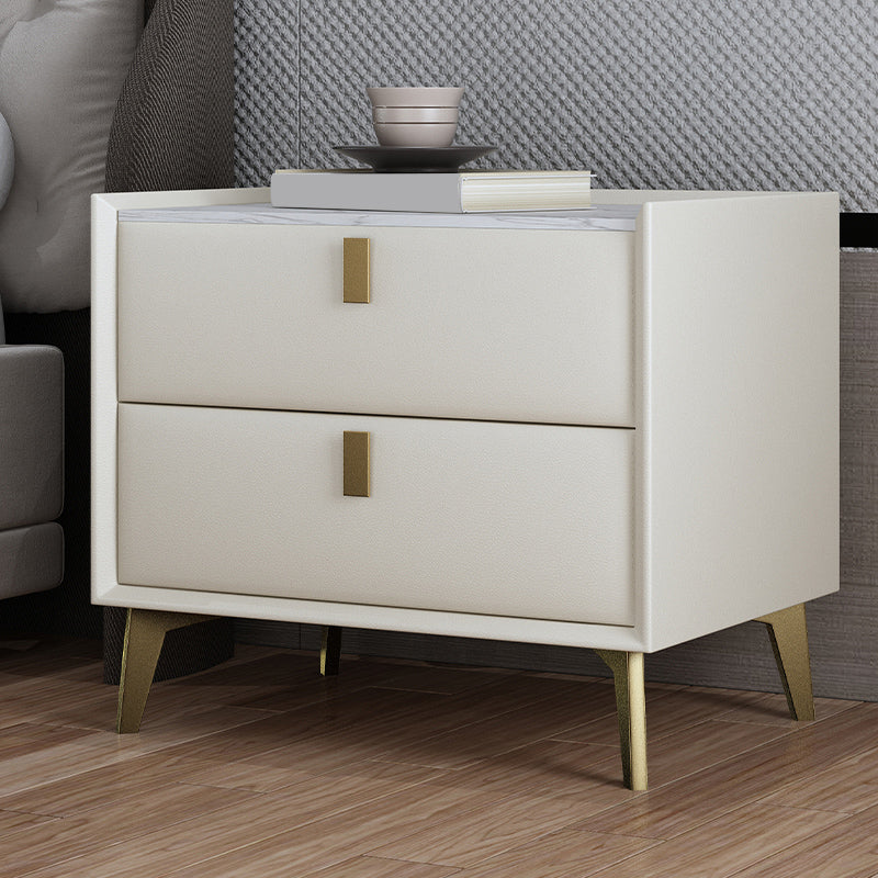 Cabinete de piedra Bedside Accent Mesa Nightshand con 2 cajones