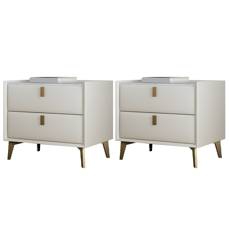 Cabinete de piedra Bedside Accent Mesa Nightshand con 2 cajones