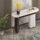 Oval Shape Contemporary Console Table Stone Console Sofa Table in Black and White