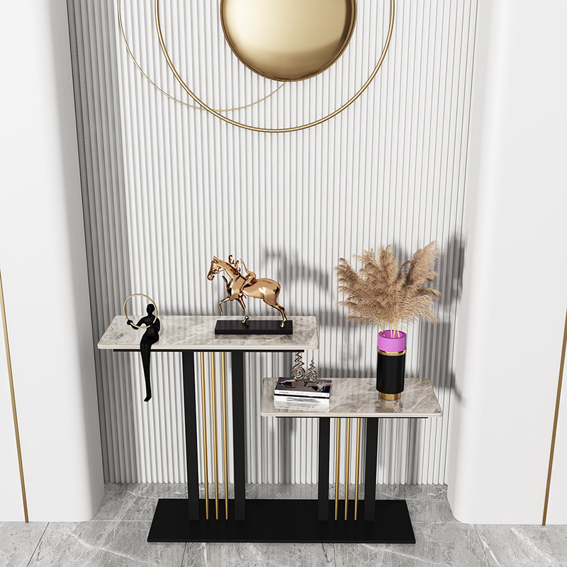 Rectangle Shape Contemporary Console Table Stone Sofa Table in White