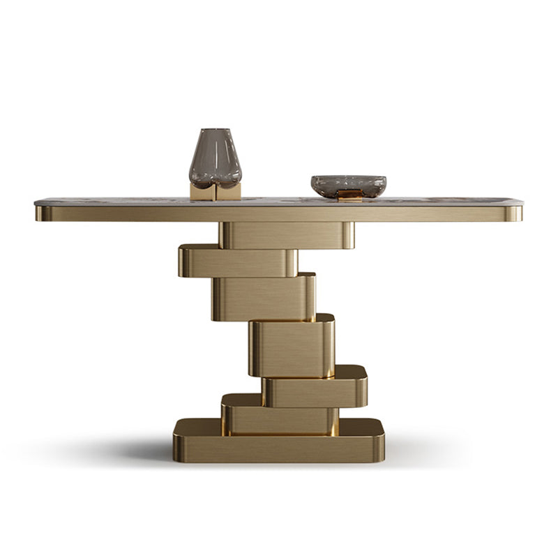 Tavolo console contemporanea a forma di rettangolo tavolo di divano in pietra in ottone/oro/nero
