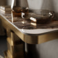 Tavolo console contemporanea a forma di rettangolo tavolo di divano in pietra in ottone/oro/nero