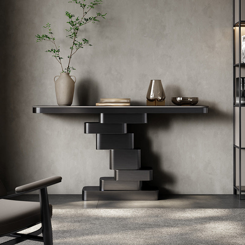 Tavolo console contemporanea a forma di rettangolo tavolo di divano in pietra in ottone/oro/nero