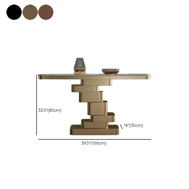 Tavolo console contemporanea a forma di rettangolo tavolo di divano in pietra in ottone/oro/nero
