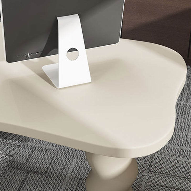 Contemporary Wood Office Desk Irregular Shape Task Desk with 3 Legs in White/Black/Grey Clearhalo 'furn' 'furn_office_desk' 'Furniture' 'Office Desks' 'Office Furniture' 'office_desk' 7586432