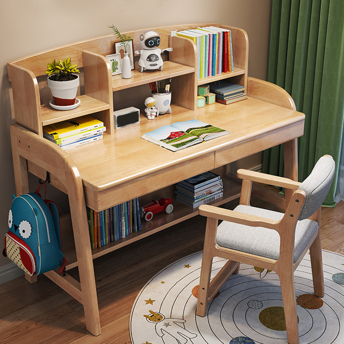 Modern Wood Verstelbaar Writing Desk Home Office Desk met planken