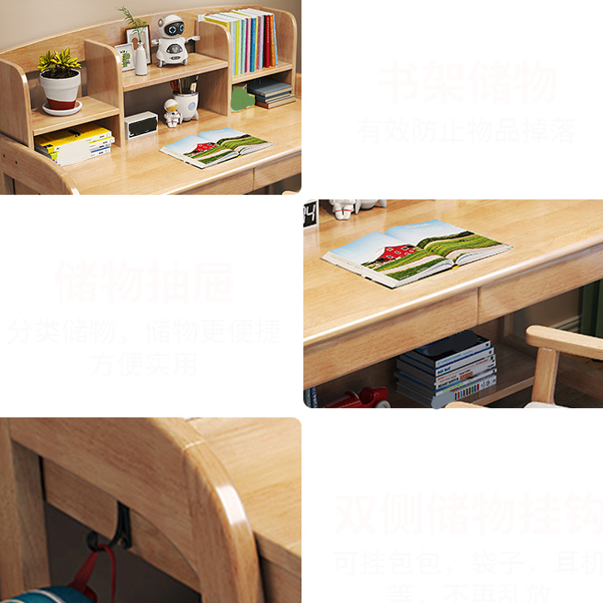 Modern Wood Verstelbaar Writing Desk Home Office Desk met planken