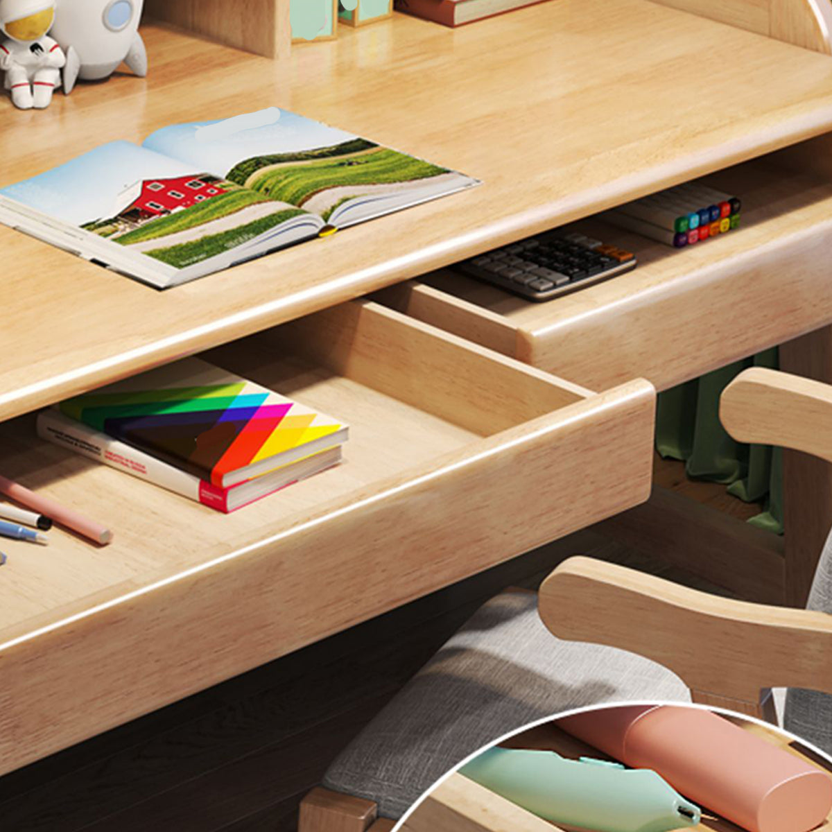 Modern Wood Verstelbaar Writing Desk Home Office Desk met planken