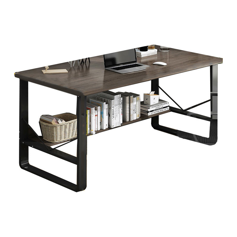 Industrial Office Desk Manufactured Wood Writing Desk for Bedroom 63"L x 27.6"W x 28.3"H Dark Walnut Drawer Not Included Clearhalo 'furn' 'furn_office_desk' 'Furniture' 'Office Desks' 'Office Furniture' 'office_desk' 7586496