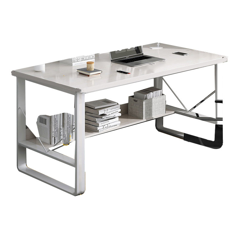 Industrial Office Desk Manufactured Wood Writing Desk for Bedroom 63"L x 27.6"W x 28.3"H White Drawer Not Included Clearhalo 'furn' 'furn_office_desk' 'Furniture' 'Office Desks' 'Office Furniture' 'office_desk' 7586509