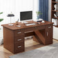 Engineered Wood Writing Desk Modern Executive Desk with Drawers 55.1"L x 23.6"W x 29.5"H Brown Cabinets Clearhalo 'furn' 'furn_office_desk' 'Furniture' 'Office Desks' 'Office Furniture' 'office_desk' 7586670