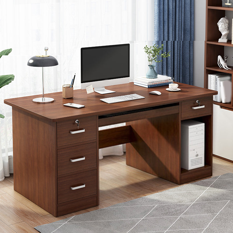 Engineered Wood Writing Desk Modern Executive Desk with Drawers 47.2"L x 23.6"W x 29.5"H Brown with CPU Storage Clearhalo 'furn' 'furn_office_desk' 'Furniture' 'Office Desks' 'Office Furniture' 'office_desk' 7586674