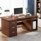 Engineered Wood Writing Desk Modern Executive Desk with Drawers 55.1"L x 23.6"W x 29.5"H Brown with CPU Storage Clearhalo 'furn' 'furn_office_desk' 'Furniture' 'Office Desks' 'Office Furniture' 'office_desk' 7586678