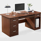 Engineered Wood Writing Desk Modern Executive Desk with Drawers Clearhalo 'furn' 'furn_office_desk' 'Furniture' 'Office Desks' 'Office Furniture' 'office_desk' 7586680