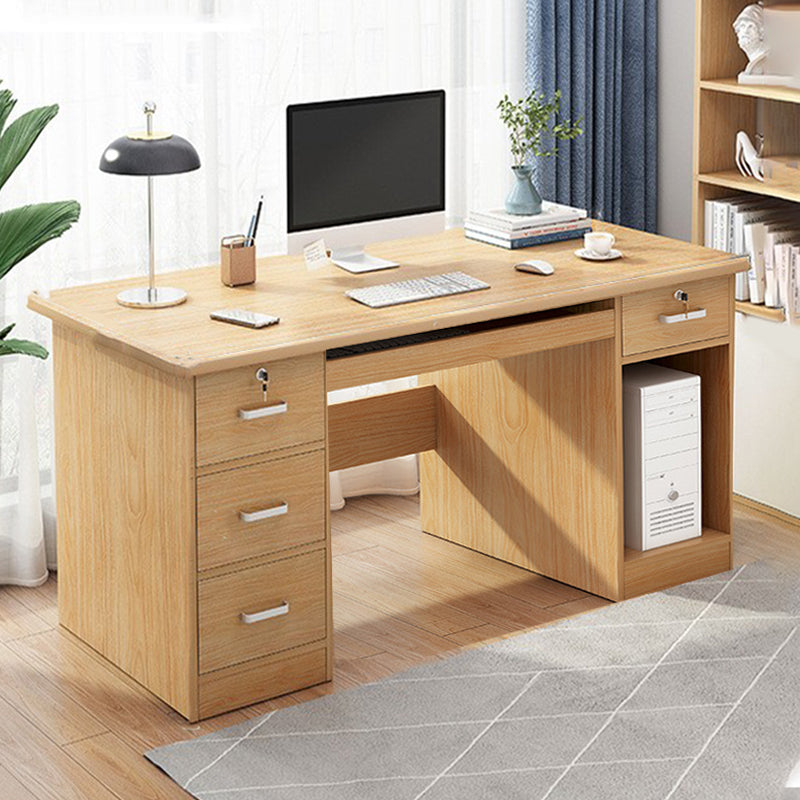 Engineered Wood Writing Desk Modern Executive Desk with Drawers 47.2"L x 23.6"W x 29.5"H Natural with CPU Storage Clearhalo 'furn' 'furn_office_desk' 'Furniture' 'Office Desks' 'Office Furniture' 'office_desk' 7586685