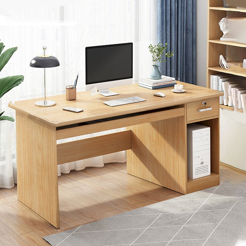 Engineered Wood Writing Desk Modern Executive Desk with Drawers 39.4"L x 23.6"W x 29.5"H Natural with CPU Storage Clearhalo 'furn' 'furn_office_desk' 'Furniture' 'Office Desks' 'Office Furniture' 'office_desk' 7586686
