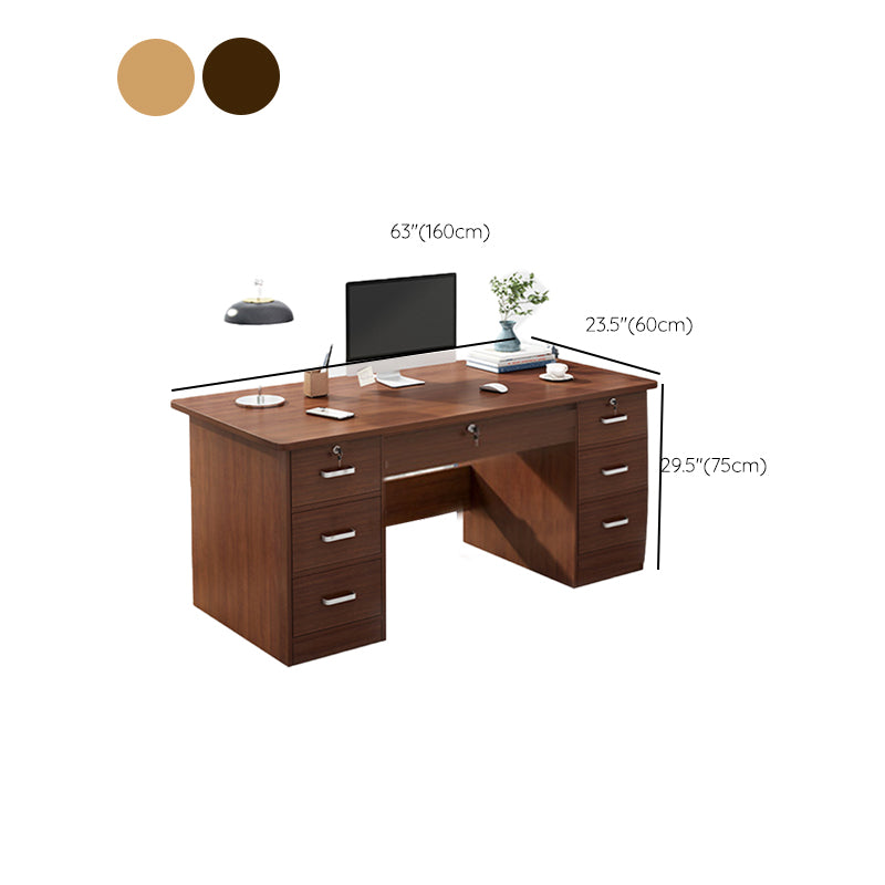 Engineered Wood Writing Desk Modern Executive Desk with Drawers Clearhalo 'furn' 'furn_office_desk' 'Furniture' 'Office Desks' 'Office Furniture' 'office_desk' 7586692