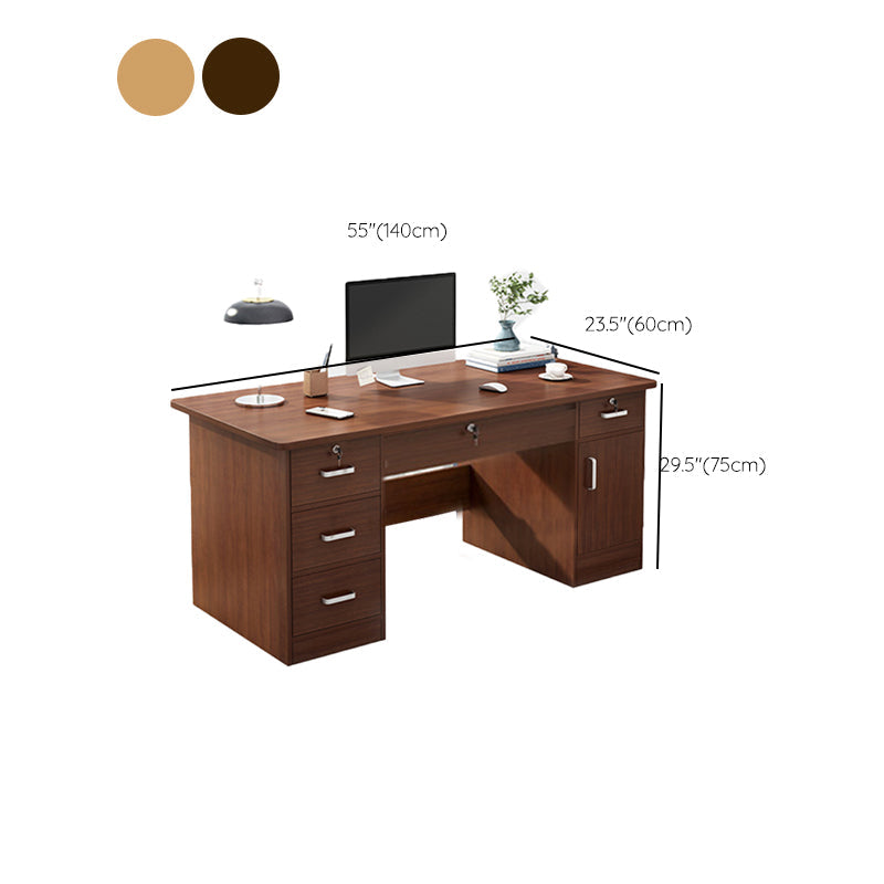 Engineered Wood Writing Desk Modern Executive Desk with Drawers Clearhalo 'furn' 'furn_office_desk' 'Furniture' 'Office Desks' 'Office Furniture' 'office_desk' 7586693