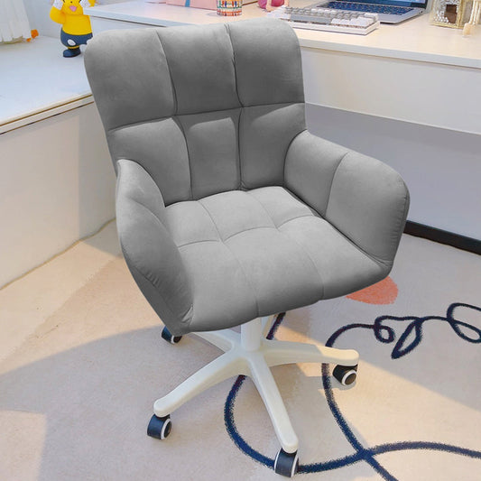 Modern Armless Office Chair Leather No Distressing Ergonomic Slide Chair with Wheels Light Gray 1 Piece