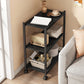 Modern Style Bookshelf Wooden Open Back Bookcase with Caster Wheels for Home Black Clearhalo 'Bookcases' 'furn' 'furn_bookcases' 'Furniture' 'Office Furniture' 7587259