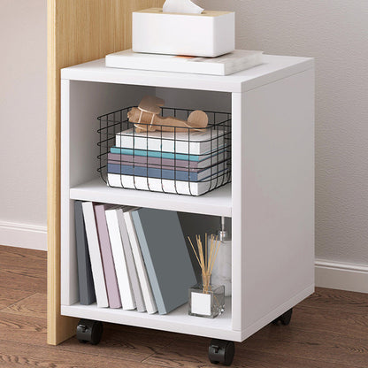 Modern Style Bookshelf Wooden Open Back Bookcase with Caster Wheels for Home 12"L x 12"W x 19"H White Clearhalo 'Bookcases' 'furn' 'furn_bookcases' 'Furniture' 'Office Furniture' 7587260