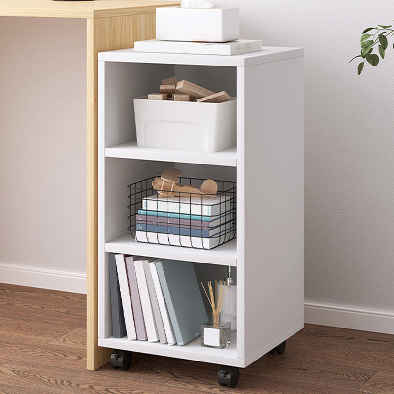 Modern Style Bookshelf Wooden Open Back Bookcase with Caster Wheels for Home 12"L x 12"W x 27"H White Clearhalo 'Bookcases' 'furn' 'furn_bookcases' 'Furniture' 'Office Furniture' 7587261