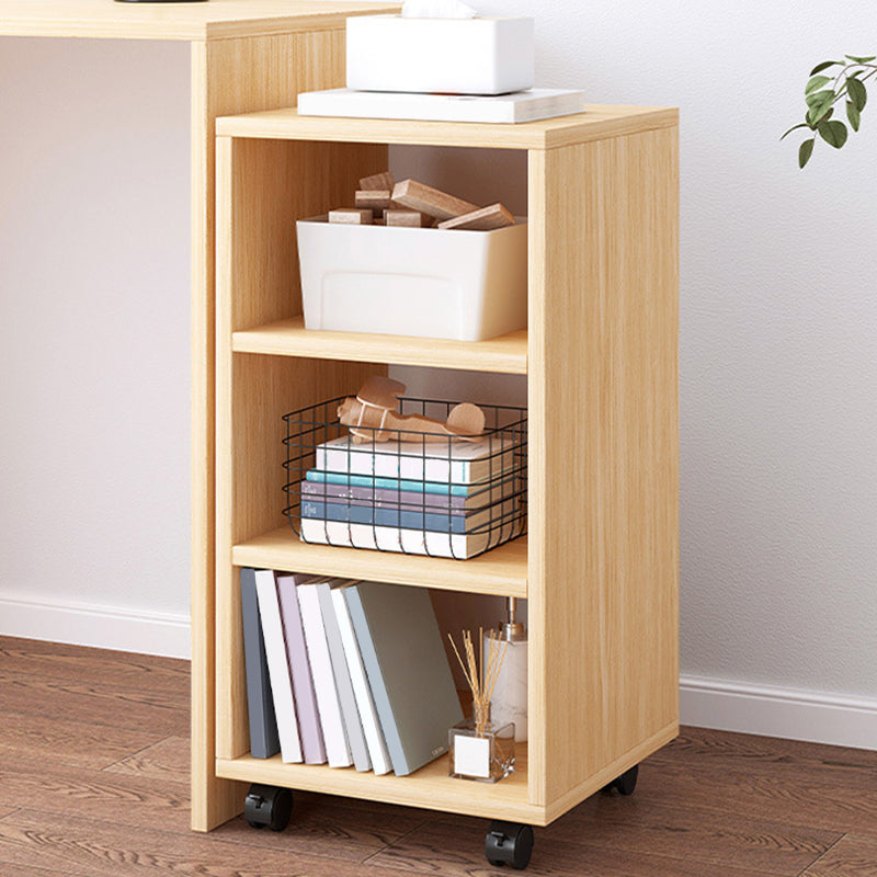 Modern Style Bookshelf Wooden Open Back Bookcase with Caster Wheels for Home 12"L x 12"W x 27"H Natural Clearhalo 'Bookcases' 'furn' 'furn_bookcases' 'Furniture' 'Office Furniture' 7587262