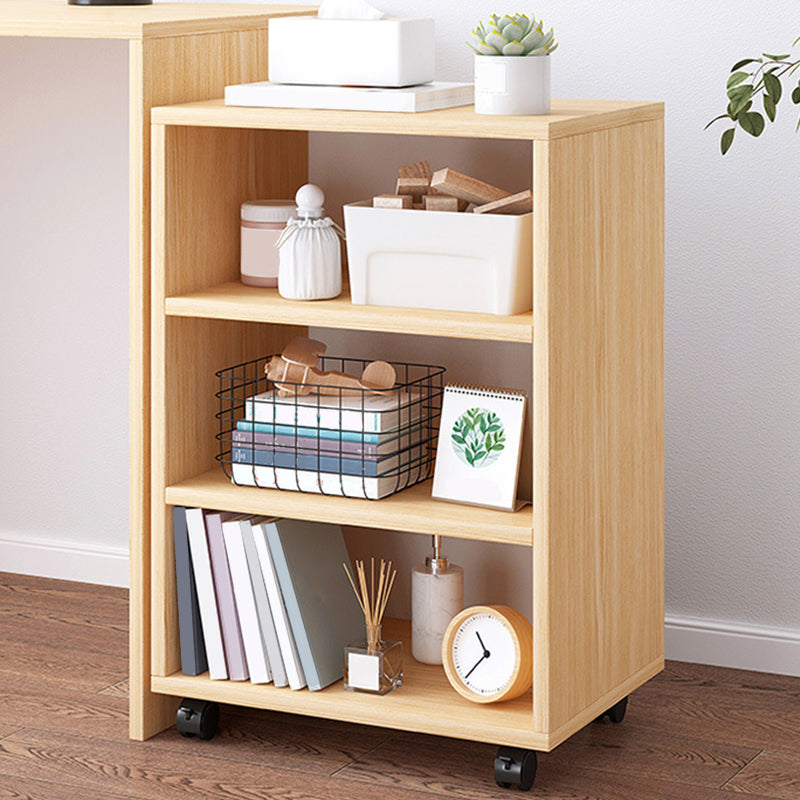 Modern Style Bookshelf Wooden Open Back Bookcase with Caster Wheels for Home 18"L x 12"W x 27"H Natural Clearhalo 'Bookcases' 'furn' 'furn_bookcases' 'Furniture' 'Office Furniture' 7587264