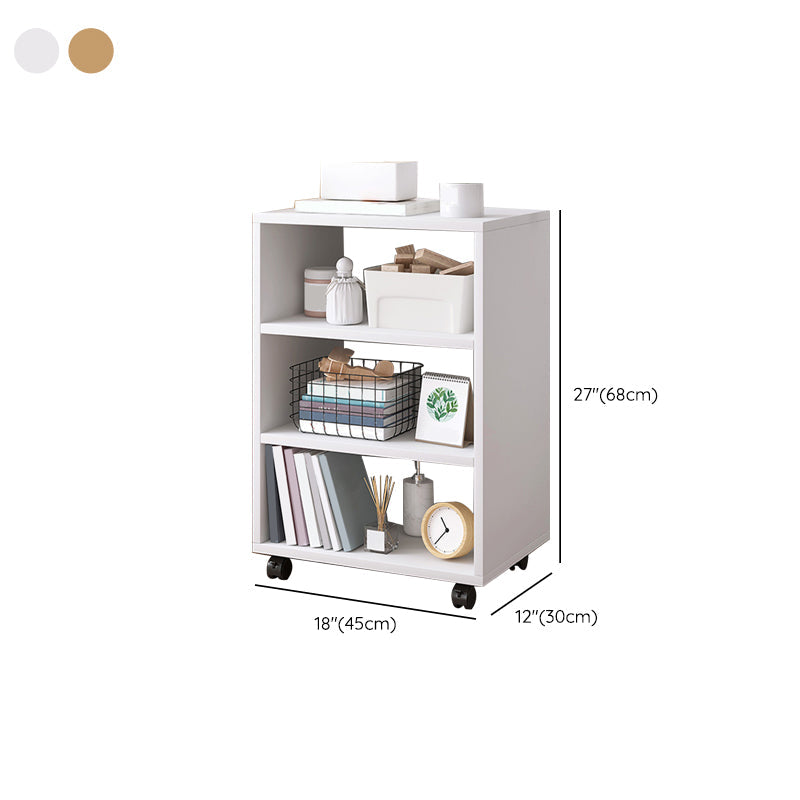 Modern Style Bookshelf Wooden Open Back Bookcase with Caster Wheels for Home Clearhalo 'Bookcases' 'furn' 'furn_bookcases' 'Furniture' 'Office Furniture' 7587276