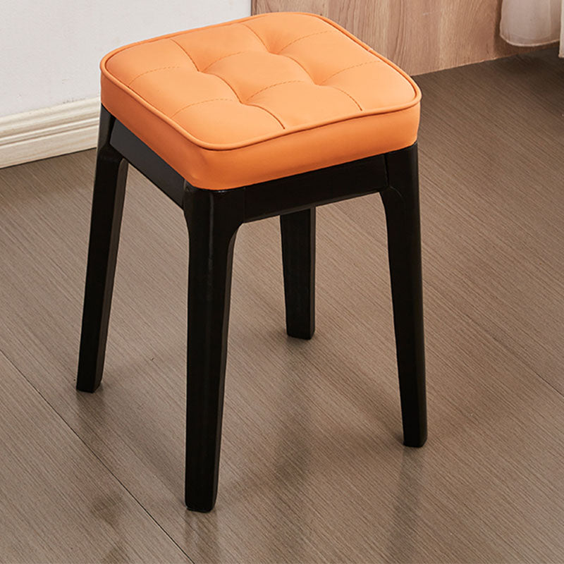 Contemporary Leather Standard Square Standard with Black/Brown/Grey Legs for Home Orange 1 Piece Black Clearhalo 'furn' 'furn_ottomans_poufs' 'Furniture' 'Living Room Furniture' 'Ottomans & Poufs' 'ottomans_poufs' 7587496