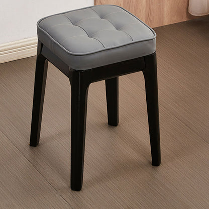 Contemporary Leather Standard Square Standard with Black/Brown/Grey Legs for Home Gray 1 Piece Black Clearhalo 'furn' 'furn_ottomans_poufs' 'Furniture' 'Living Room Furniture' 'Ottomans & Poufs' 'ottomans_poufs' 7587497