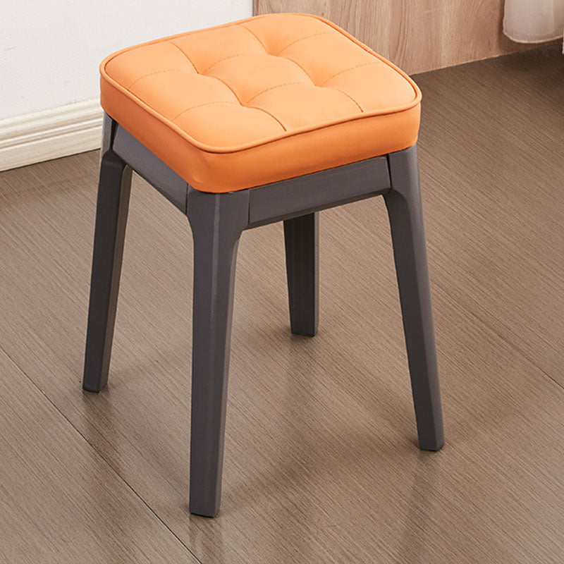 Contemporary Leather Standard Square Standard with Black/Brown/Grey Legs for Home Orange 1 Piece Gray Clearhalo 'furn' 'furn_ottomans_poufs' 'Furniture' 'Living Room Furniture' 'Ottomans & Poufs' 'ottomans_poufs' 7587509