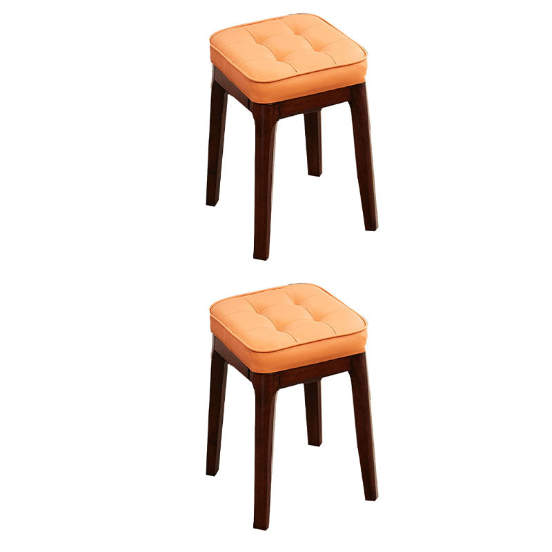 Contemporary Leather Standard Square Standard with Black/Brown/Grey Legs for Home Orange 2 Piece Set Walnut Clearhalo 'furn' 'furn_ottomans_poufs' 'Furniture' 'Living Room Furniture' 'Ottomans & Poufs' 'ottomans_poufs' 7587519