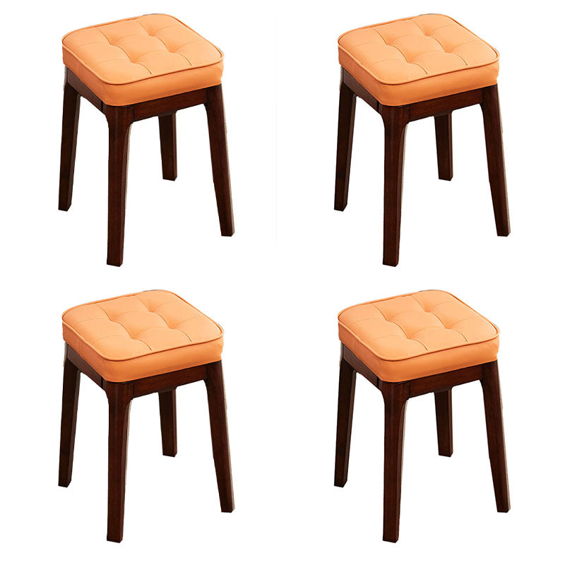 Contemporary Leather Standard Square Standard with Black/Brown/Grey Legs for Home Orange 4 Piece Set Walnut Clearhalo 'furn' 'furn_ottomans_poufs' 'Furniture' 'Living Room Furniture' 'Ottomans & Poufs' 'ottomans_poufs' 7587520