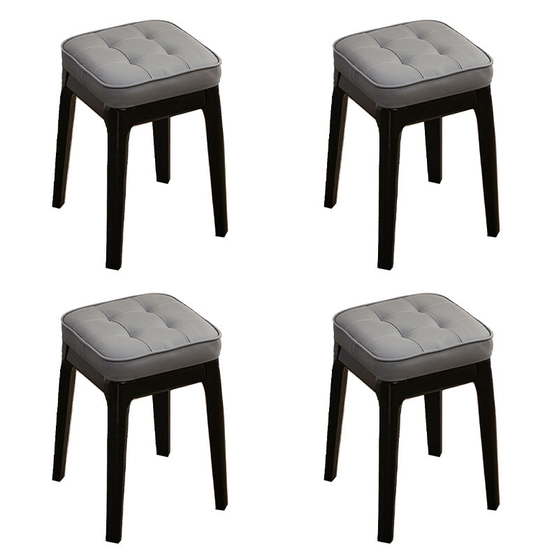 Contemporary Leather Standard Square Standard with Black/Brown/Grey Legs for Home Gray 4 Piece Set Black Clearhalo 'furn' 'furn_ottomans_poufs' 'Furniture' 'Living Room Furniture' 'Ottomans & Poufs' 'ottomans_poufs' 7587526